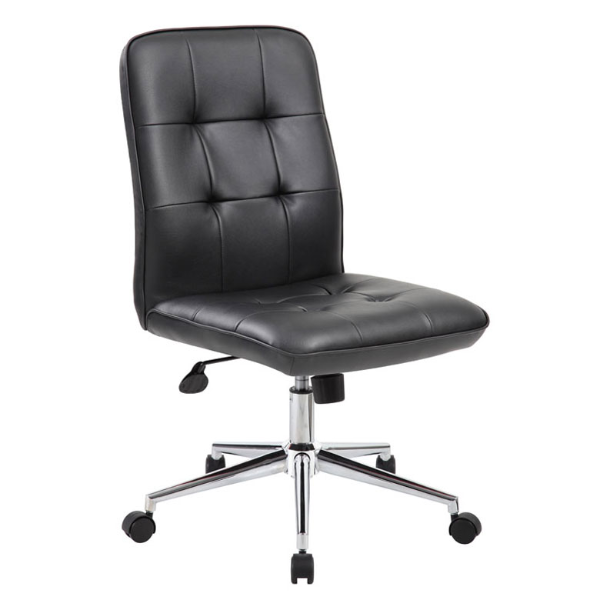 BLACK CARESSOFT PLUS CHAIR WITH CHROME BASE
