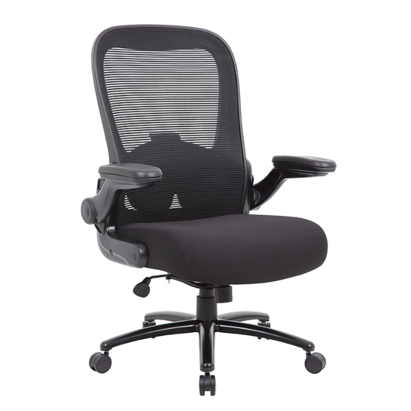 BLACK MESH BIG & TALL CHAIR, FABRIC SEAT
