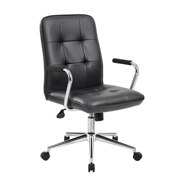 BLACK CARESSOFT PLUS CHAIR WITH TU033C ARM/CHROME BASE