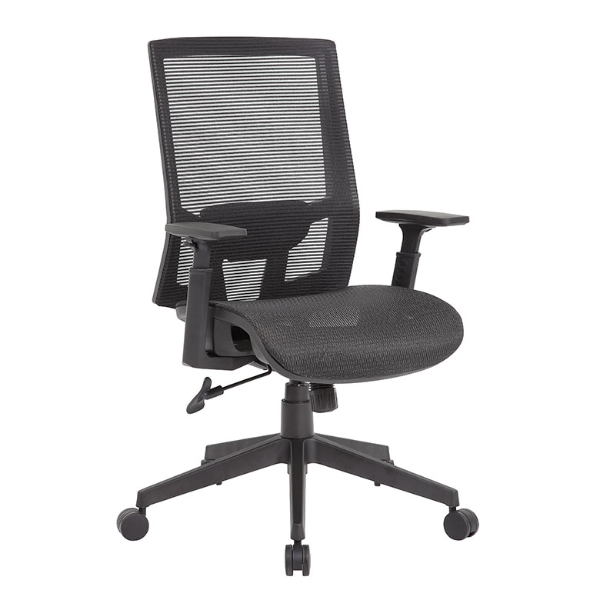 BLACK EXEC CHAIR, MESH BACK, MESH SEAT