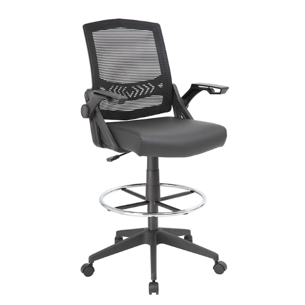 MESH BACK CHAIR,FLIP ARMS, MEDICAL STOOL WITH FOOT RING,AM