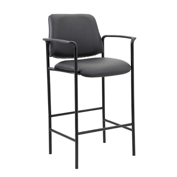 SQUARE BACK CARESSOFT CUSHION W/ARM HIGH CHAIR(BLACK)