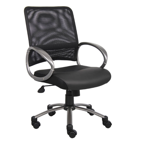 BLACK MESH TASK CHAIR W/SILVER POWDER COATING ARM & BASE