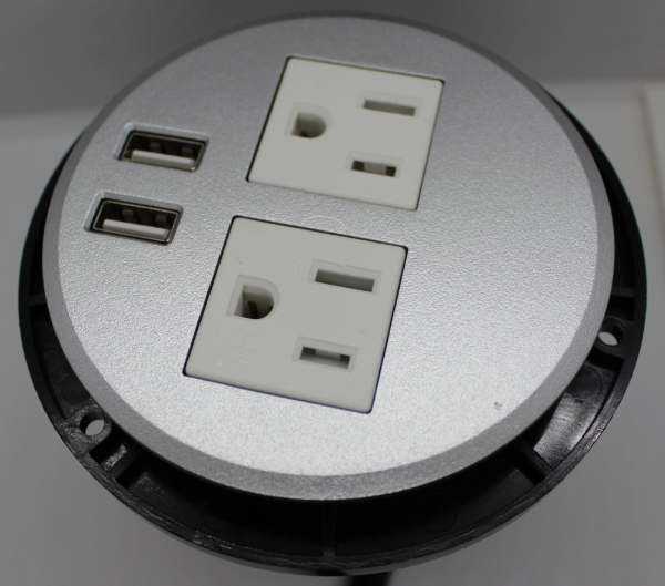 OUTLET FOR SIMPLE SYSTEM SILVER WITH WHITE, 2 USB PORT