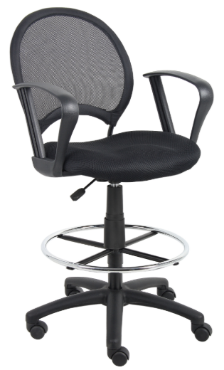 MESH CHAIR WITH LOOP ARM 25 IN BASE AND FOOT RING