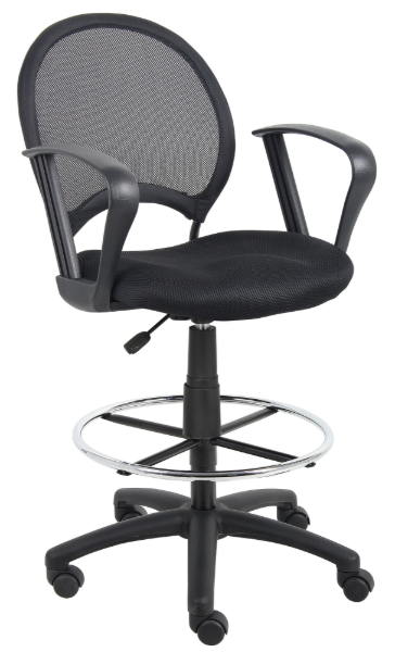 MESH CHAIR WITH LOOP ARM 25 IN BASE AND FOOT RING