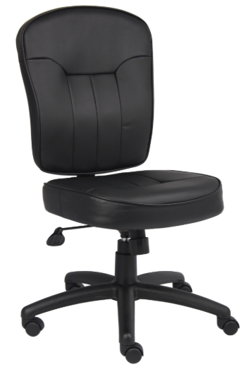 BLACK LEATHER TASK CHAIR WITH NO ARMS
