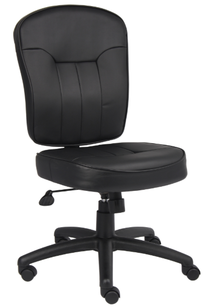 BLACK LEATHER TASK CHAIR WITH NO ARMS