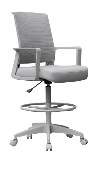 GRAY MESH CHAIR W/ FOOT RING,GRAY ARMREST,R320