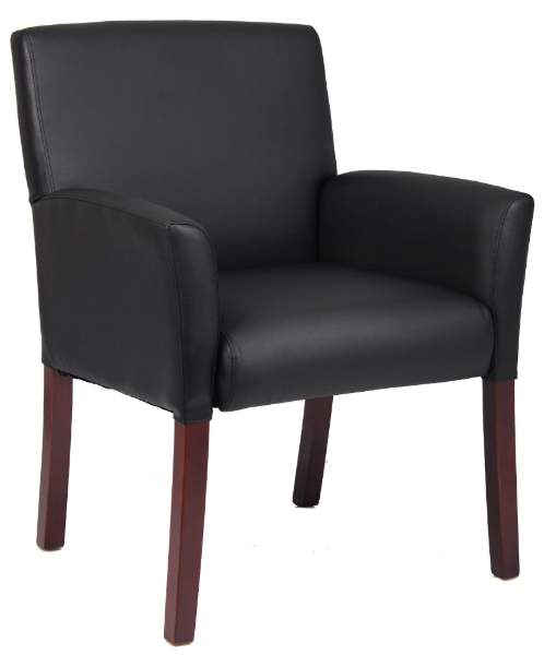 MI-BACK BOX ARM DINING GUEST CHAIR W/MAHOGANY LEG