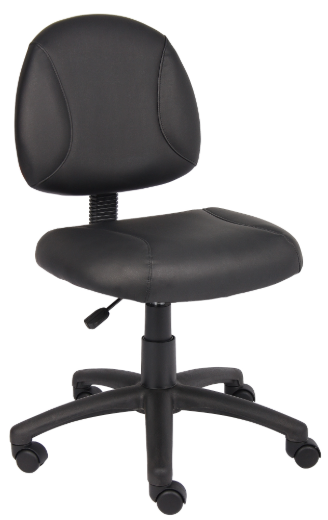 BLACK LEATHER PLUS POSTURE CHAIR W/ WATERFALL SEAT