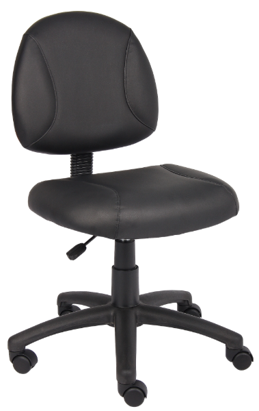 BLACK LEATHER PLUS POSTURE CHAIR W/ WATERFALL SEAT