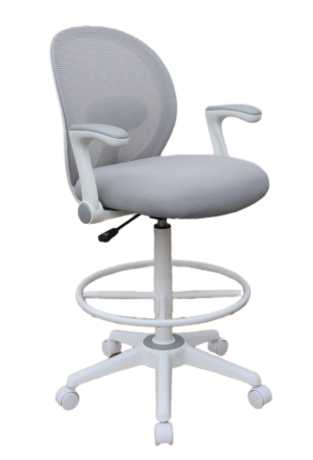 MESH CHAIR, B676WT-GY + FOOTRING, R320 WHITE BASE